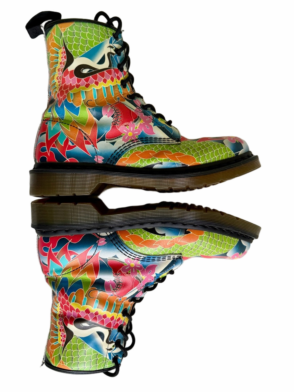 Dr. Martens 1460W Psych Tattoo Leather Strap Pascal‎ Combat Boots Women’s Size 9 - Picture 12 of 15